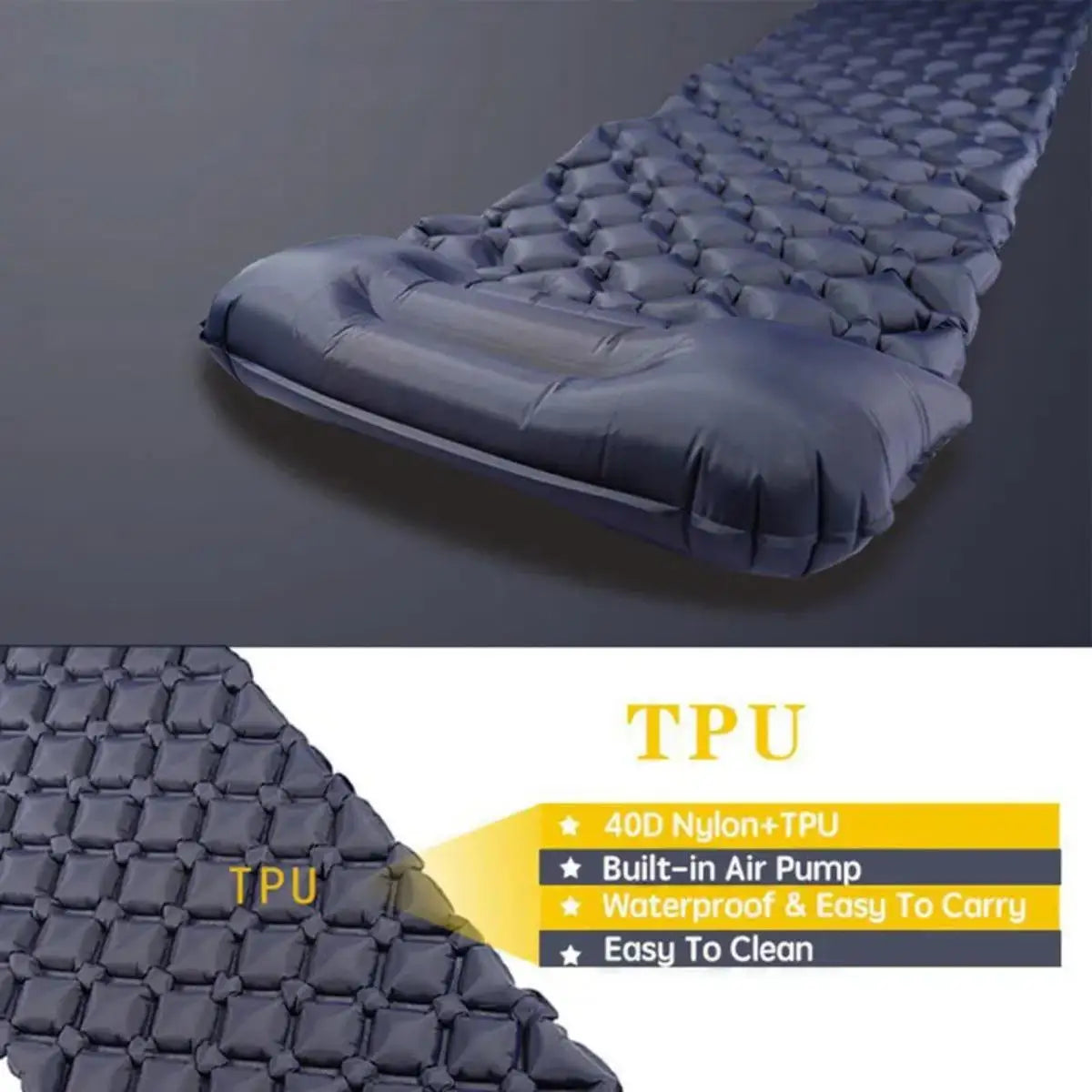 Ultralight Camping Sleeping Pad With Pillows Built In Inflator Pump