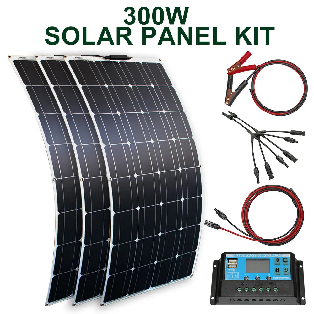 Dgsunlight Flexible Solar Panel Kit 100W 18V Battery Charger