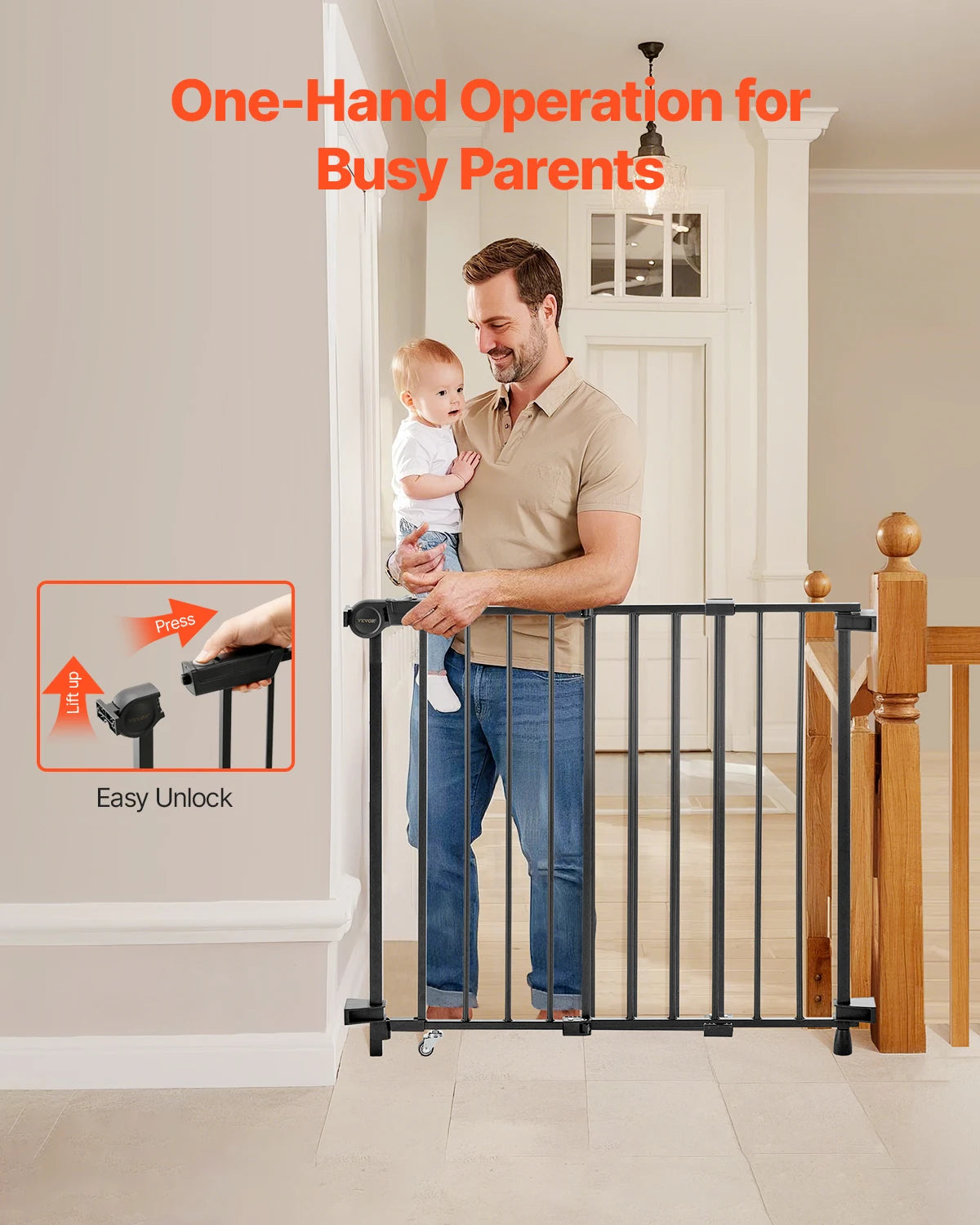 VEVOR Baby Gate for Kids and Pets with Easy Setup
