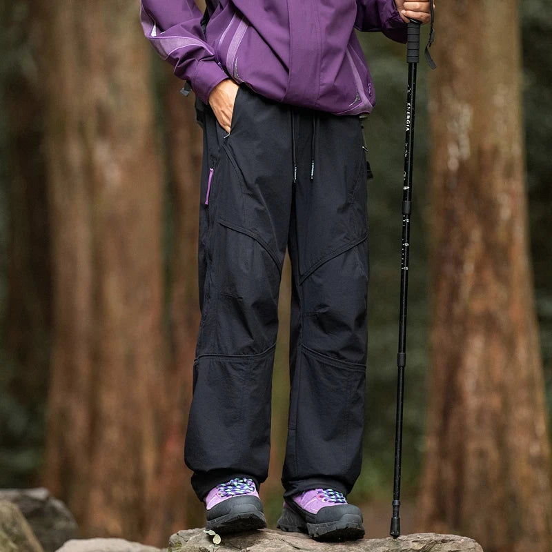 CHRLCK Men Water Repellent Hiking Pants Fleece Warm Cargo Trousers