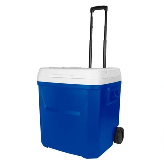 Wheeled Ice Chest Cooler With Telescoping Handle Durable Portable Locking