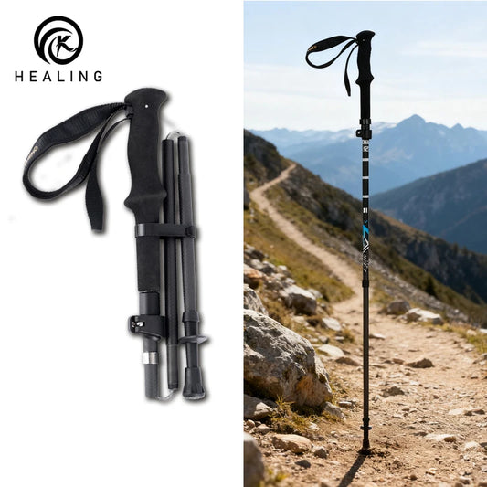 OKHEALING Ultralight Carbon Fiber Trekking Poles Folding Telescopic