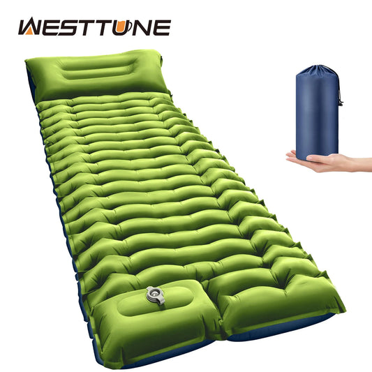 WESTTUNE Inflatable Air Mattress Camping Pad Ultralight With Pillow