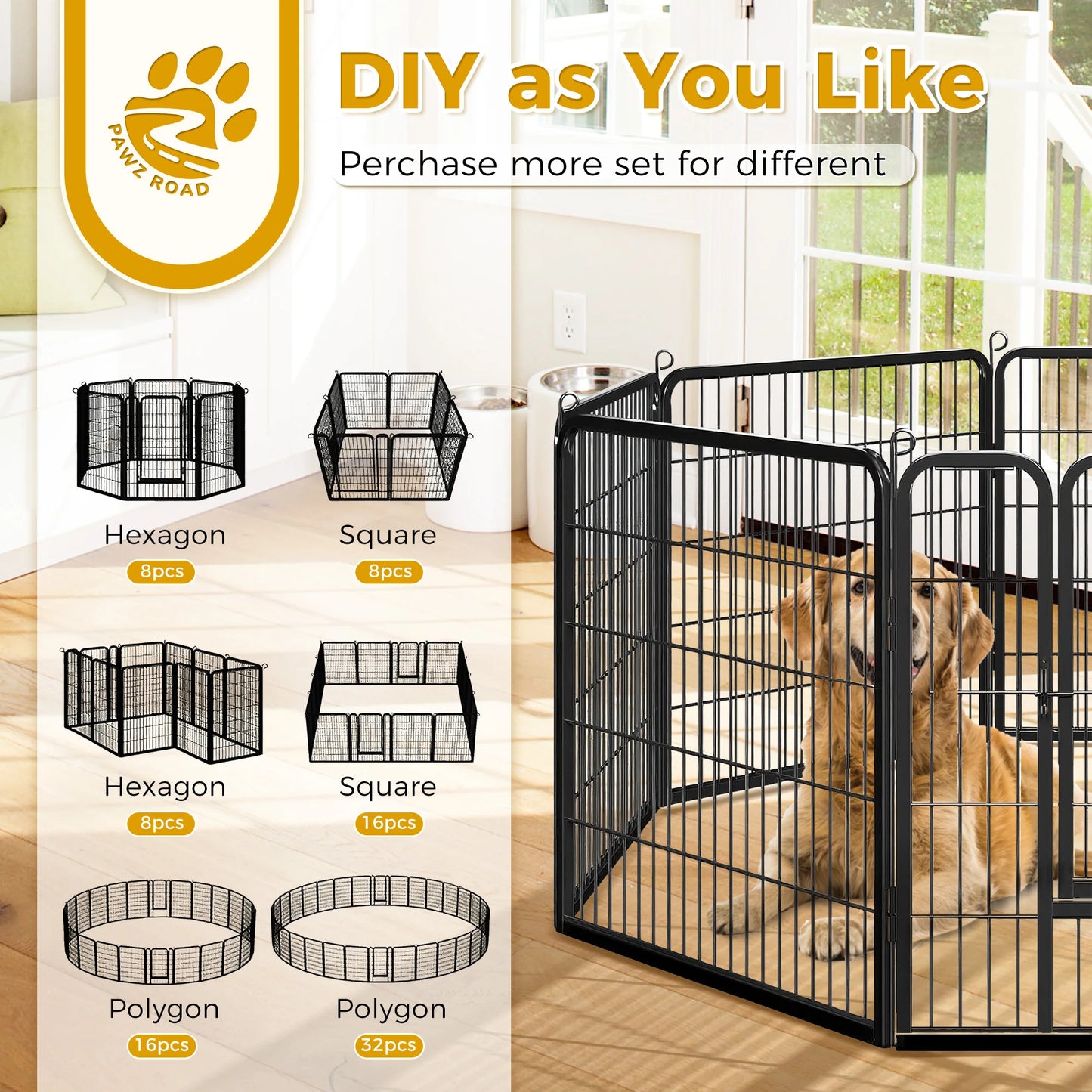 Industrial Grade Collapsible Canine Playpen Door Indoor Outdoor Weatherproof Fence