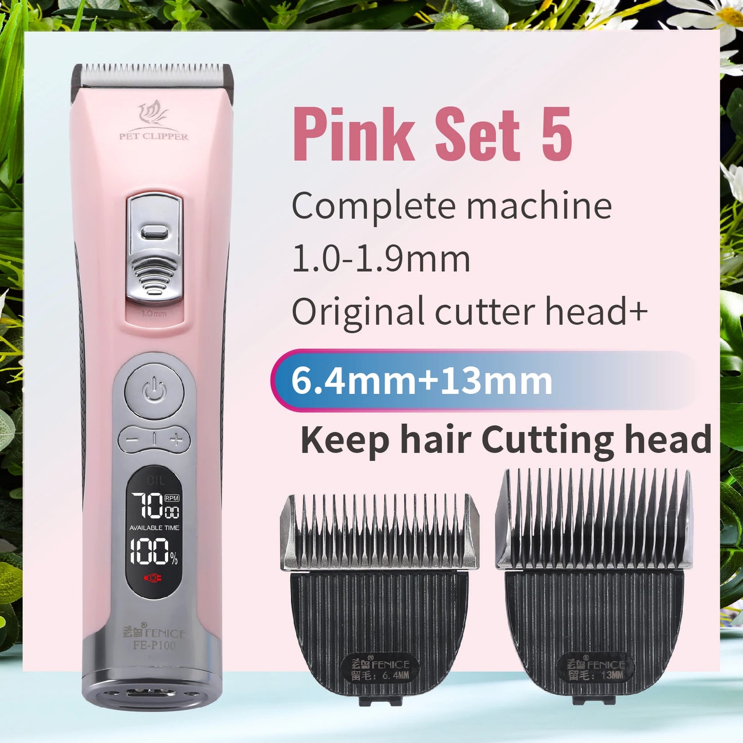 Fenice Cordless Pet Clipper For Dogs Hair Trimmer Grooming