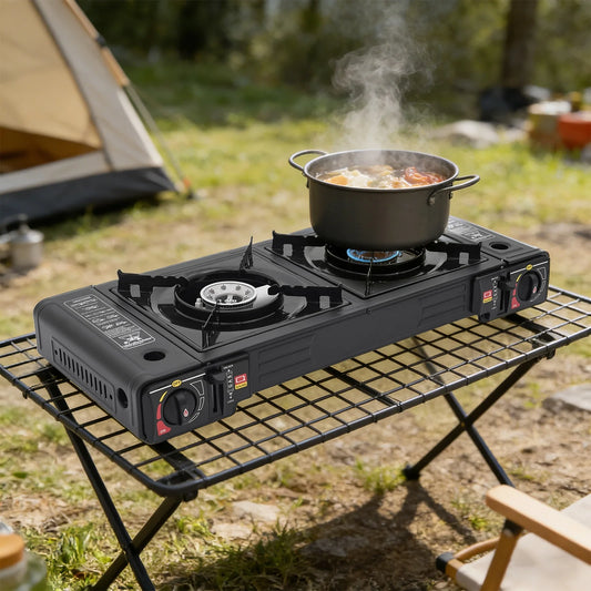 2 Burner Portable Camping Gas Stove 2500W With Carry Bag