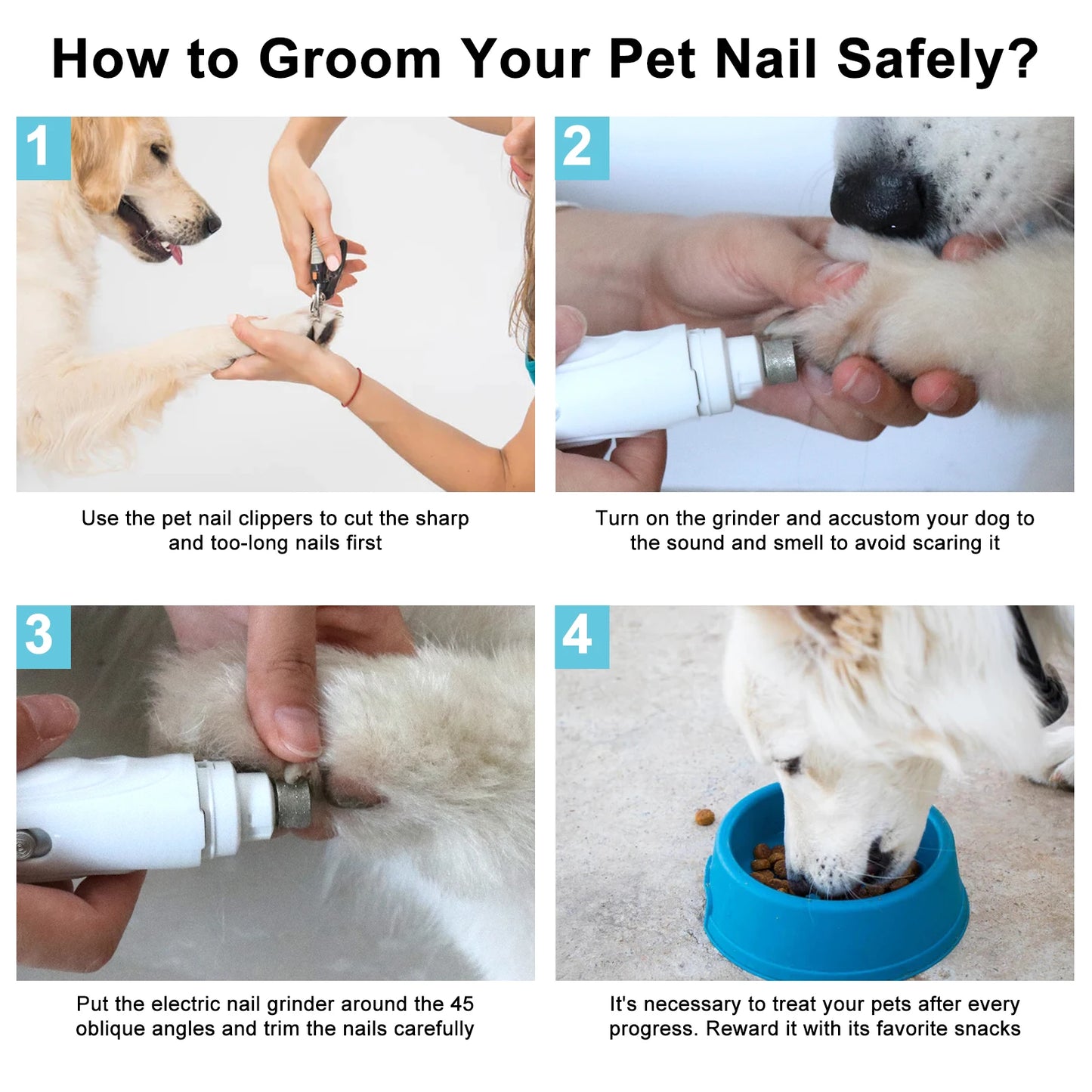 USB Rechargeable Electric Dog Nail Grinder Quiet Pet Grooming Tool