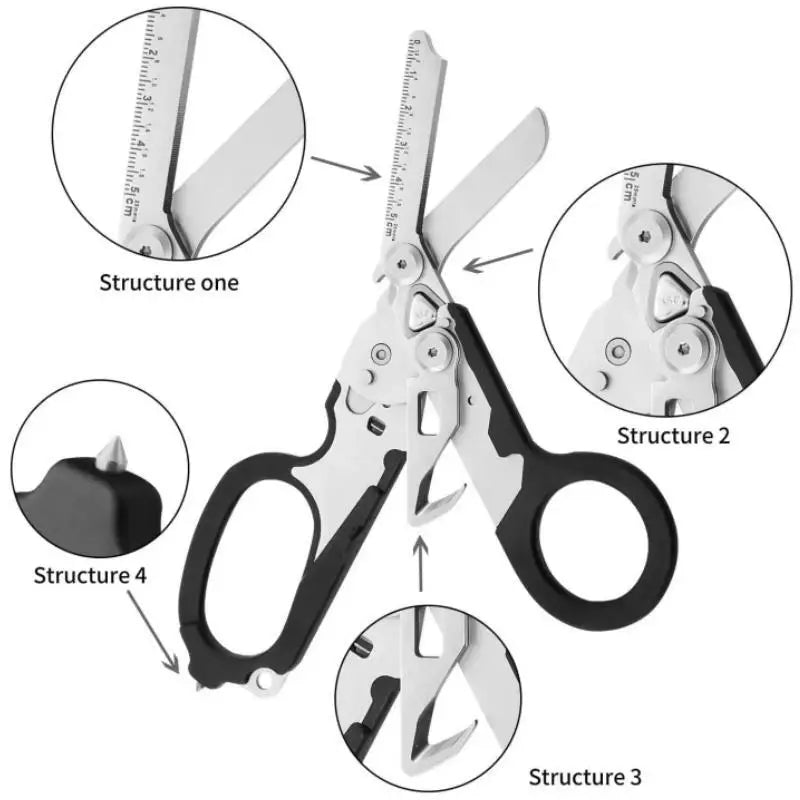 Tactical Folding Scissors First Aid Outdoor Survival Multi Tool