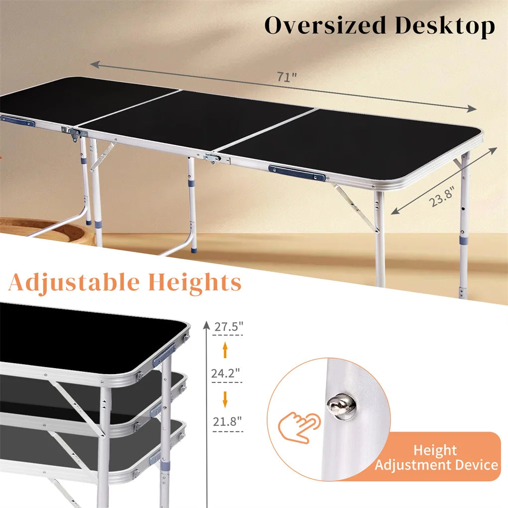 Portable Camping Table Aluminum Legs Foldable Outdoor Picnic Table