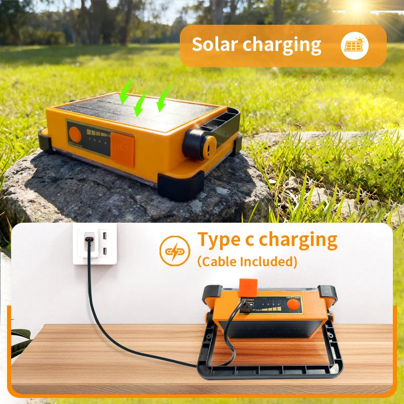 Morglad Solar Rechargeable LED Work Light for Camping and Outdoors