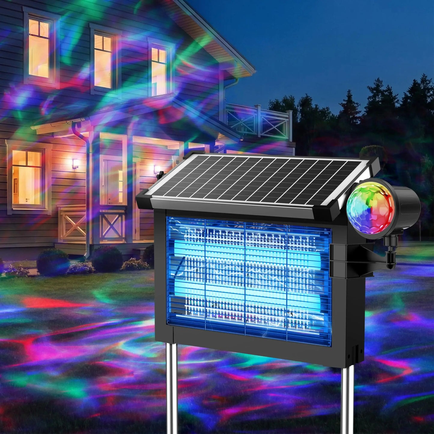 Solar Bug Zapper 4500V Rechargeable With Projection Light IP66
