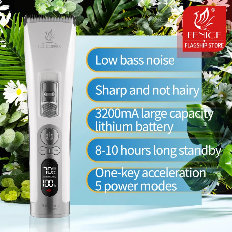 Fenice Cordless Dog Hair Clipper Trimmer For Pets Rechargeable