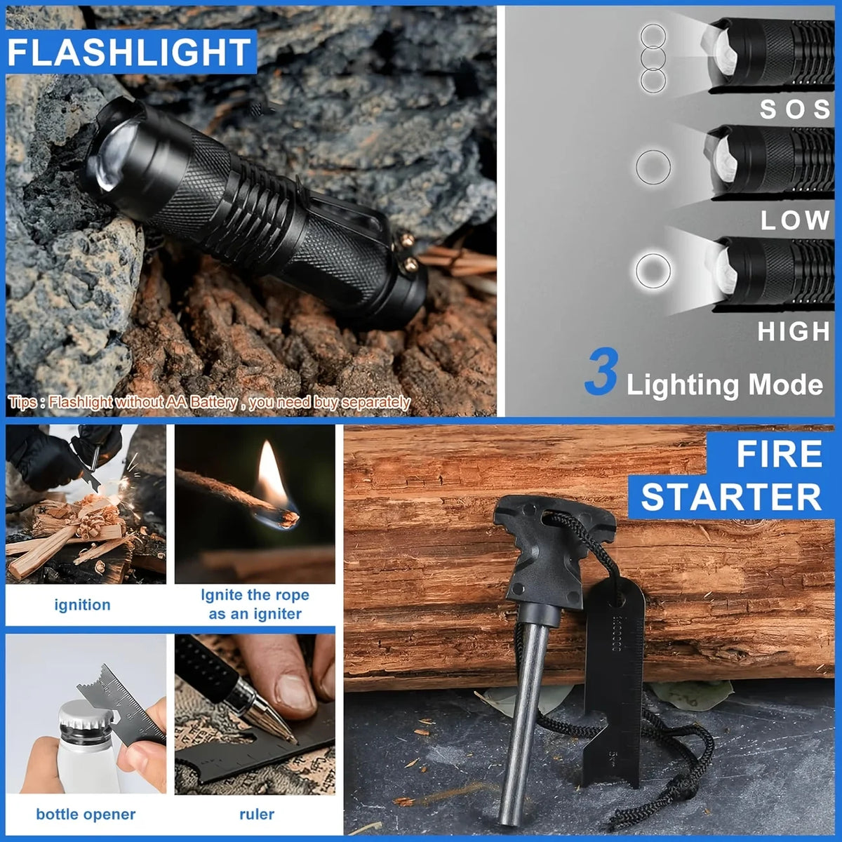 Tactical Survival Gear Kit For Camping Hiking And Hunting