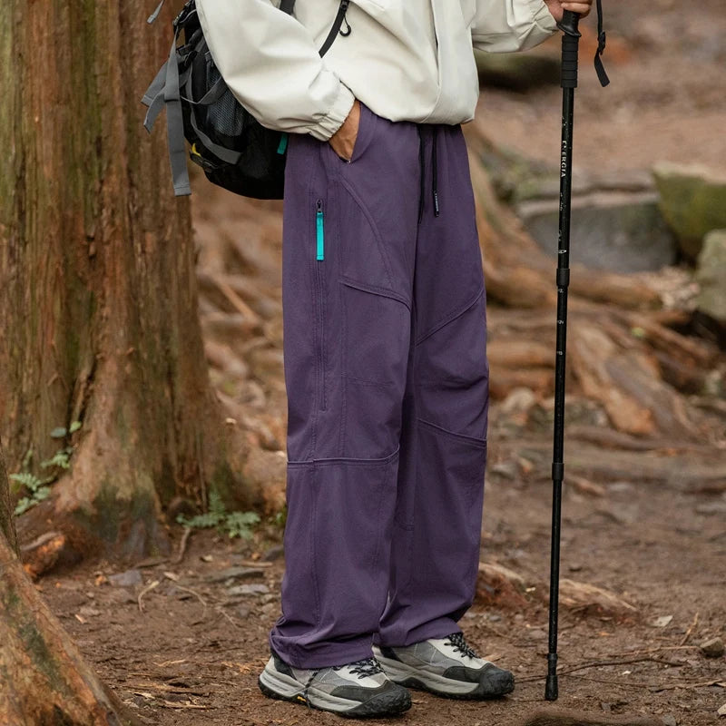 CHRLCK Men Water Repellent Hiking Pants Fleece Warm Cargo Trousers