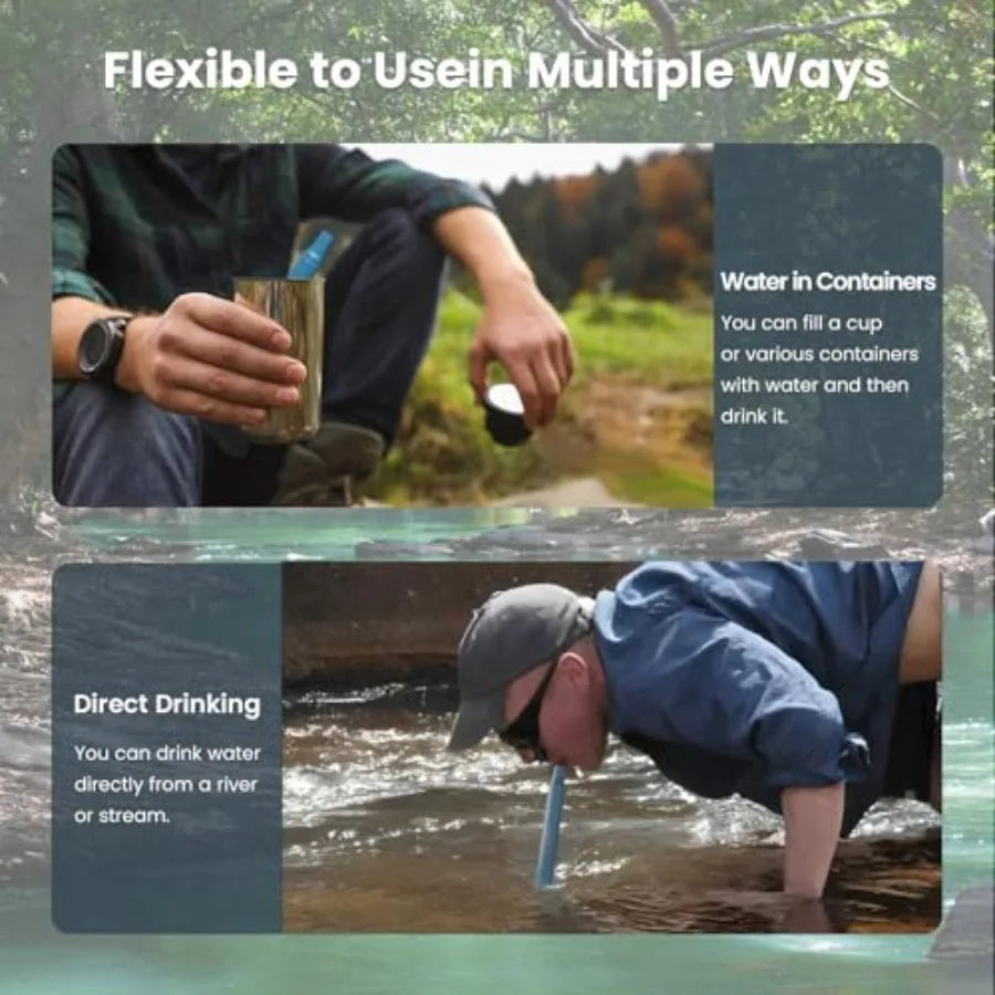 Portable Water Filter Straw for Camping Hiking Travel and Emergencies