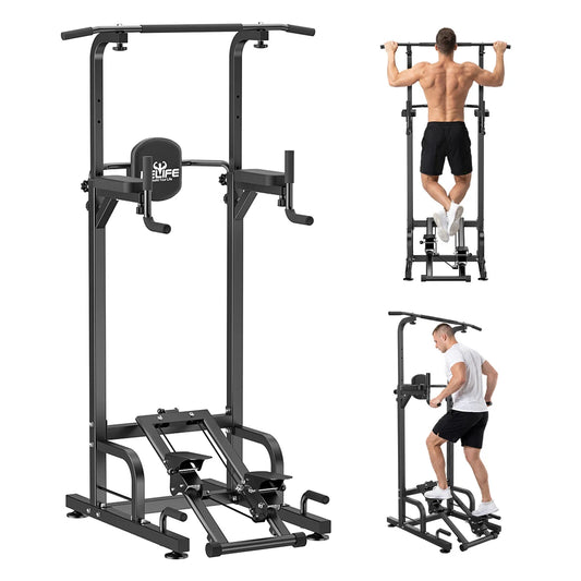 Relife Multifunctional Power Tower With Stepper And Dip Station