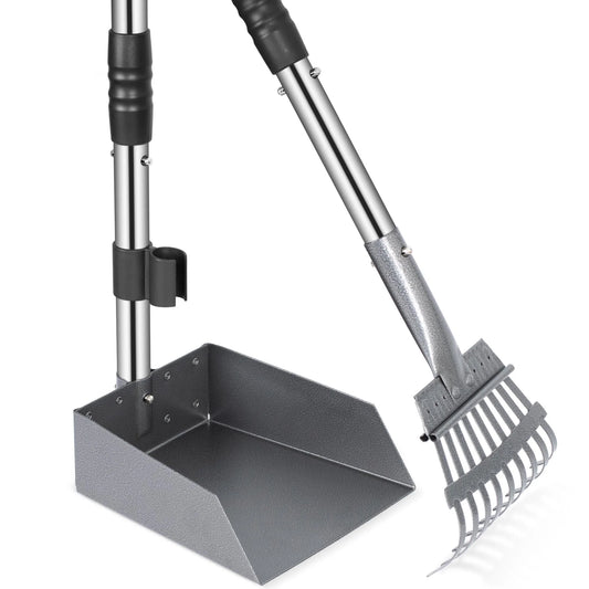 NONE Dog Pooper Scooper Set With Long Adjustable Sectional Stainless Handles