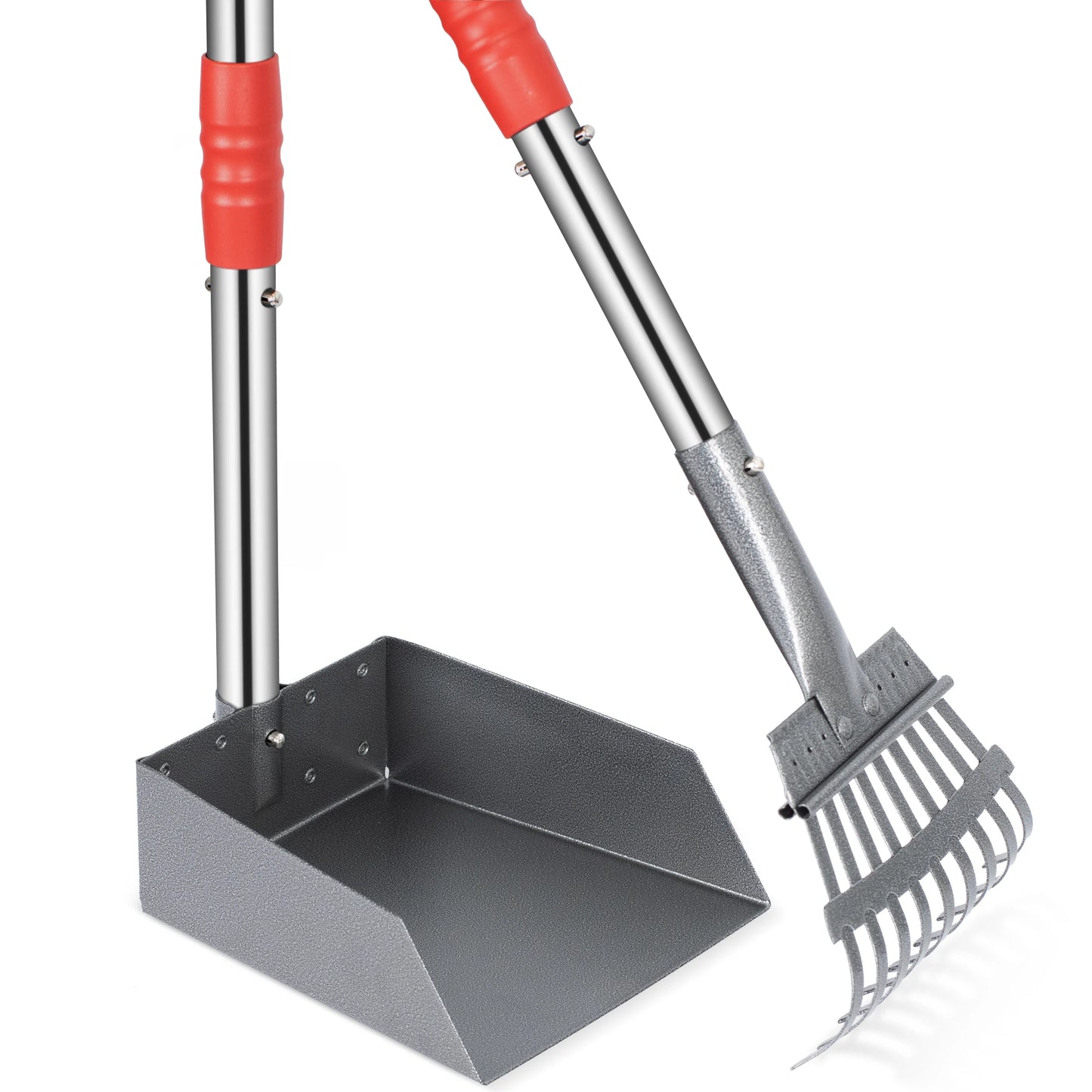 NONE Dog Pooper Scooper Set With Long Adjustable Sectional Stainless Handles