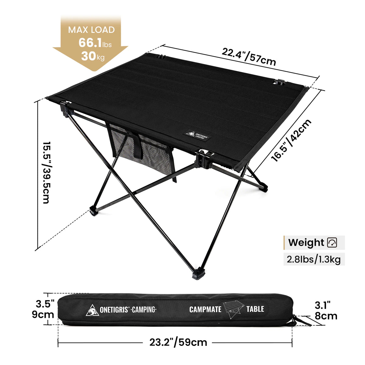OneTigris Lightweight Foldable Camping Table Portable