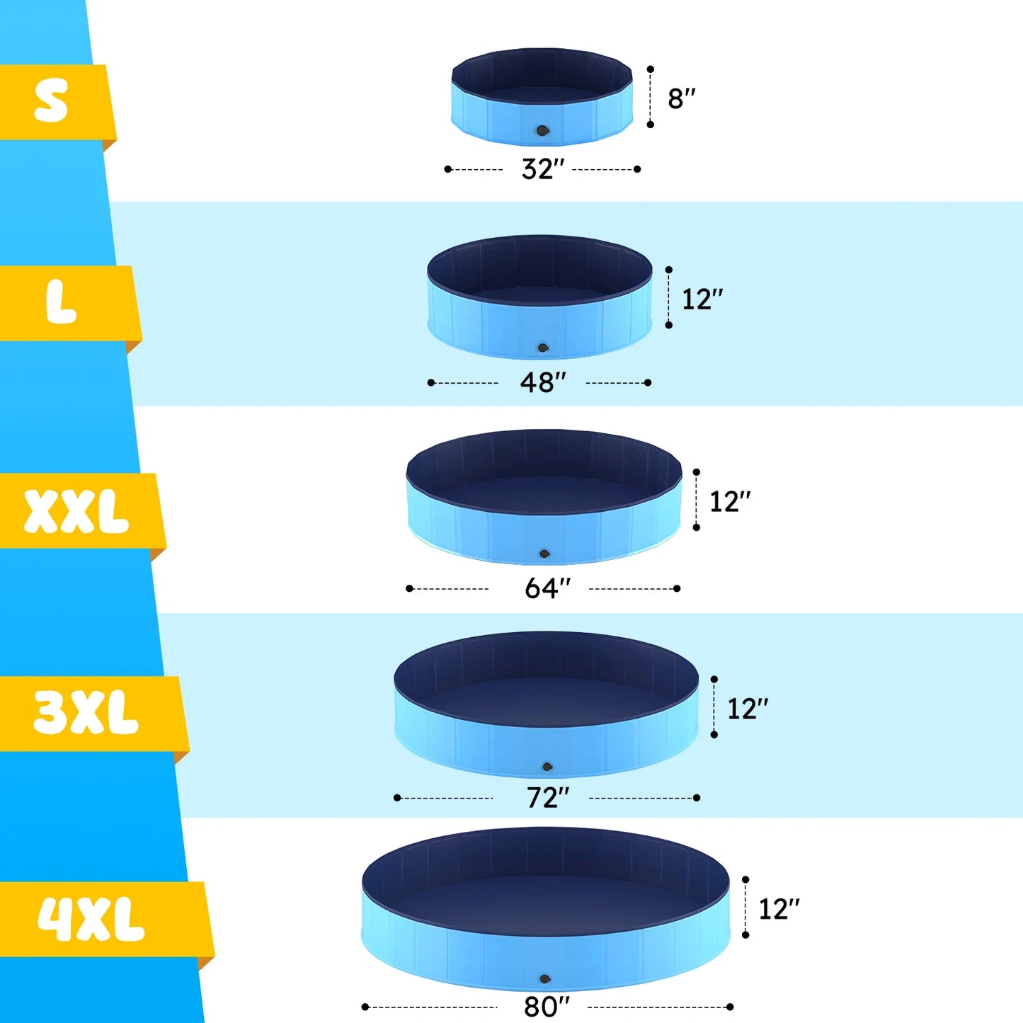 Foldable Portable Dog Pool For Pets Anti Slip Collapsible Bath Tub