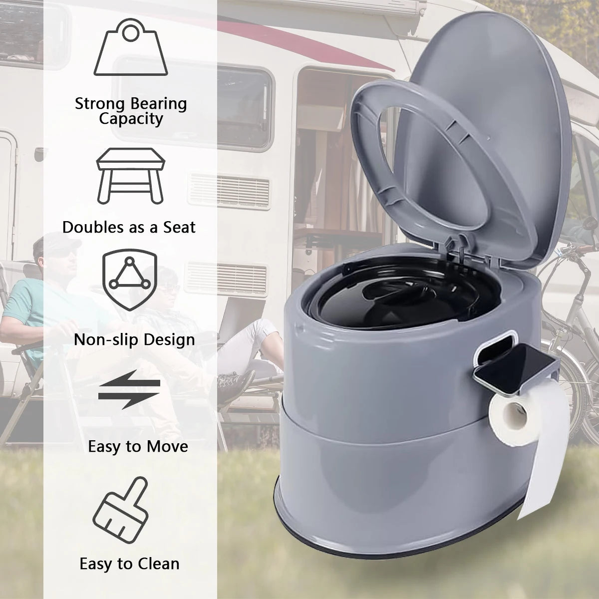 Portable Camping Toilet With Quick Release Inner Bucket RV Friendly
