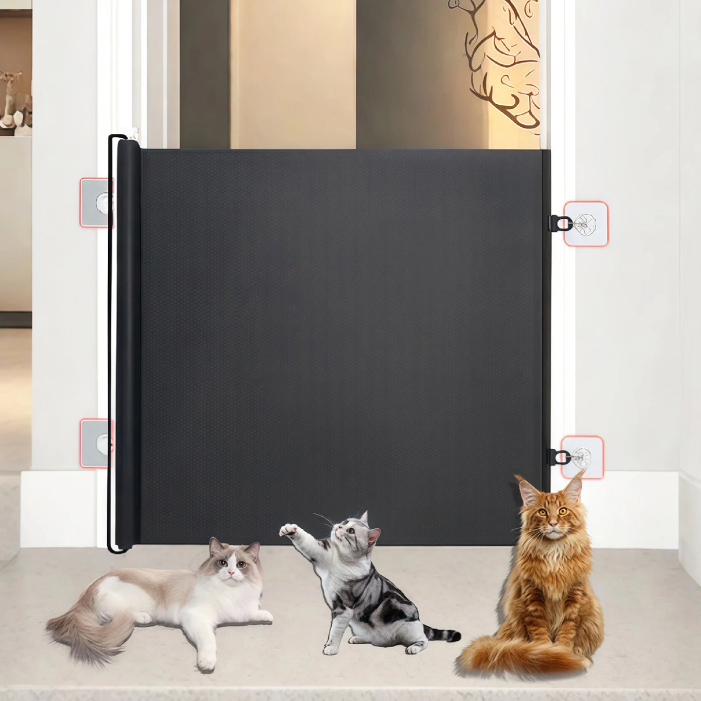 Automatic Expandable Mesh Pet Gate Fence For Dogs And Cats