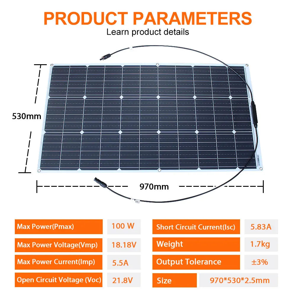 Dgsunlight Flexible Solar Panel Kit 12V 24V High Efficiency Charger