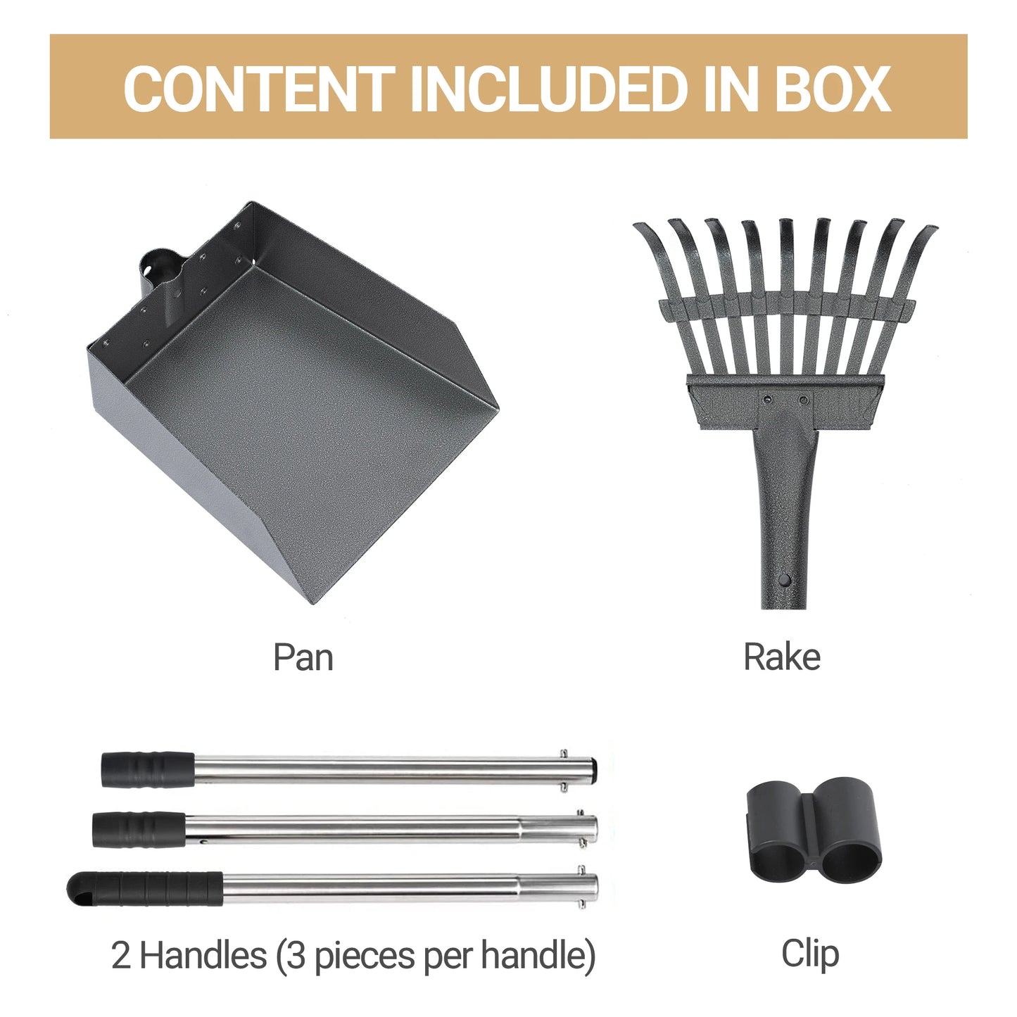 NONE Dog Pooper Scooper Set With Long Adjustable Sectional Stainless Handles