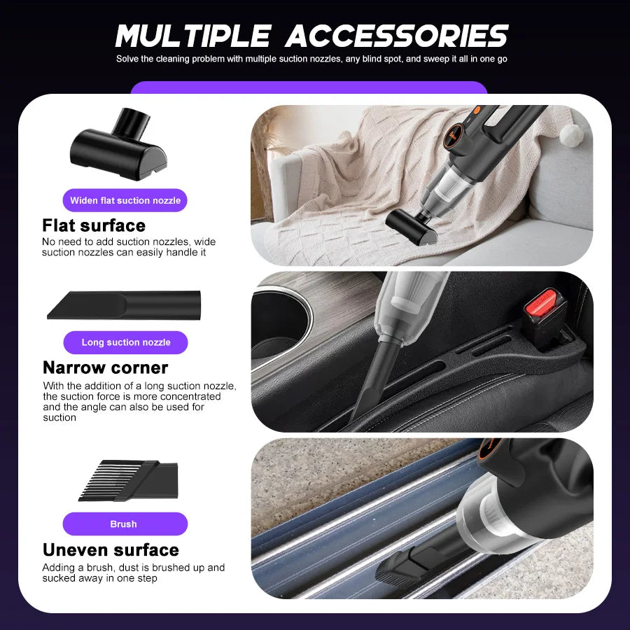 Cleaning Route Portable Handheld Vacuum Cleaner Rechargeable 3-In-1