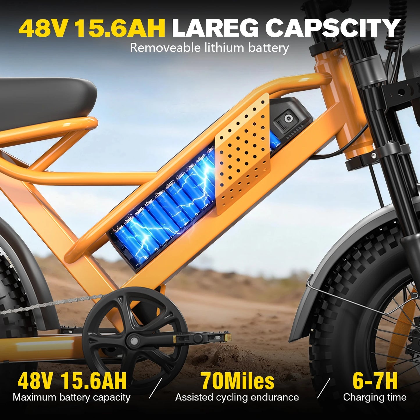 M6 1200W All Terrain Electric Bike With LED Display