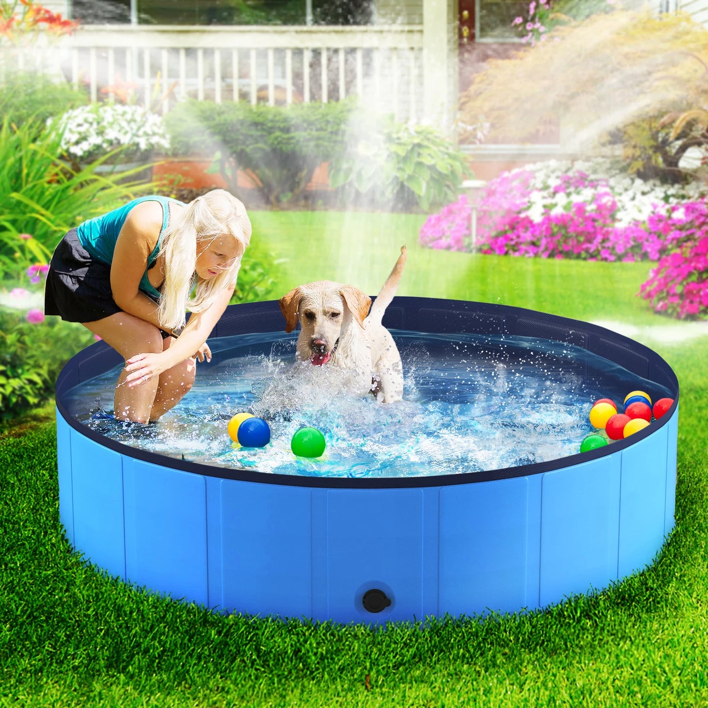 Foldable Portable Dog Pool For Pets Anti Slip Collapsible Bath Tub