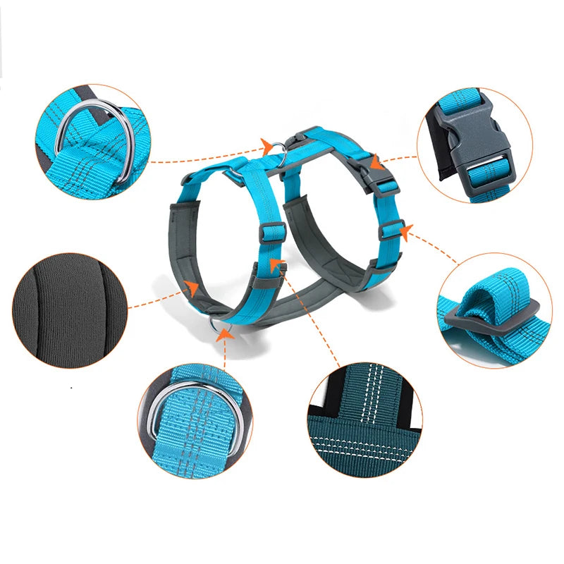 MeowVista Comfortable Adjustable H Shaped Dog Harness Reflective No Pull