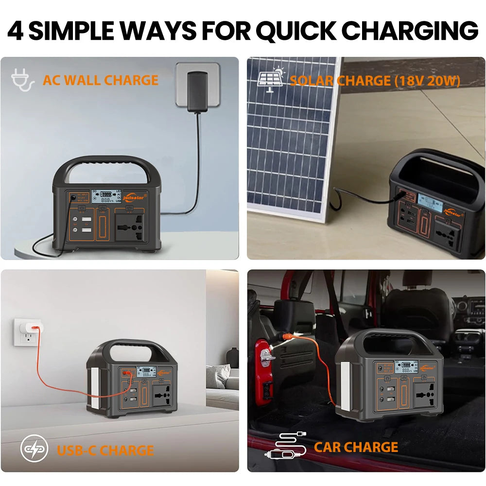 Jsdsolar Portable Solar Power Station Generator 300W 500W 110V 220V