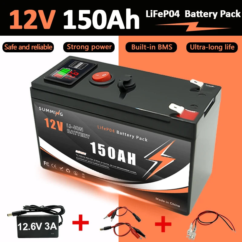 SUMMING 12V 150Ah LiFePO4 Deep Cycle Battery for Solar Power
