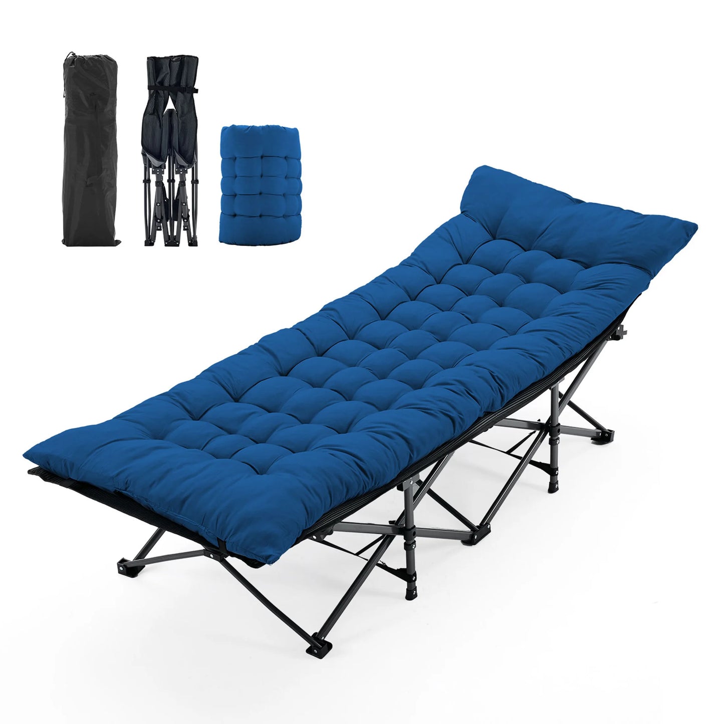 JHK Folding Camping Bed And Lounge Chair With Sturdy Frame