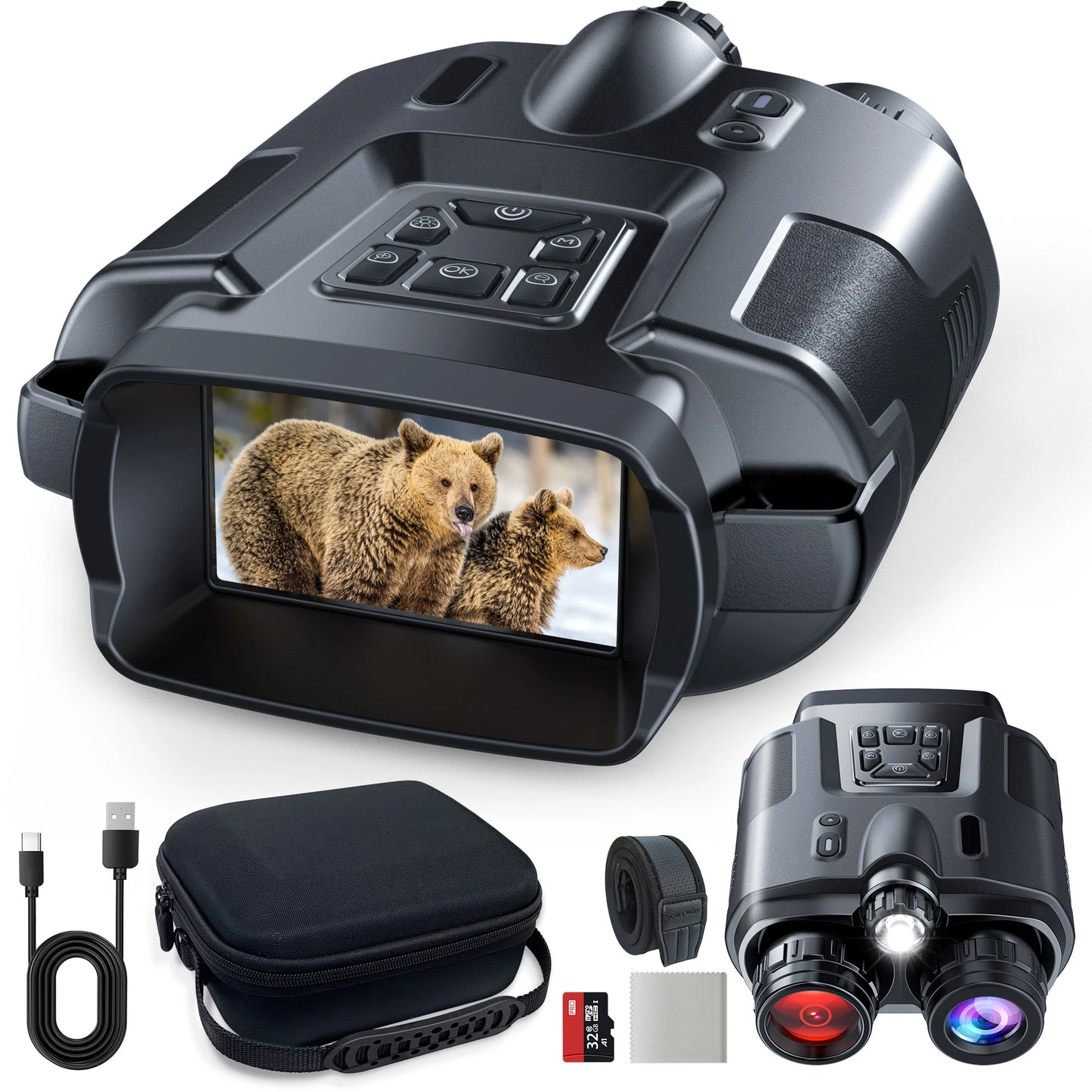 Letcmoi USB Rechargeable Binoculars Infrared Night Vision 8x Zoom