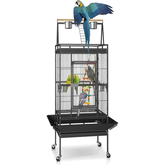 Color Iron Bird Cage With Rolling Stand For Indoor Pets