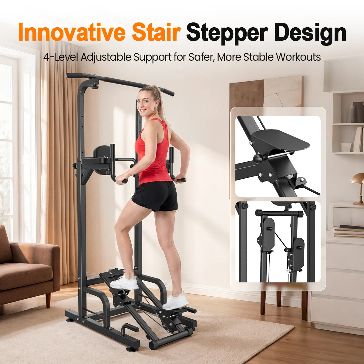 Relife Multifunctional Power Tower With Stepper And Dip Station