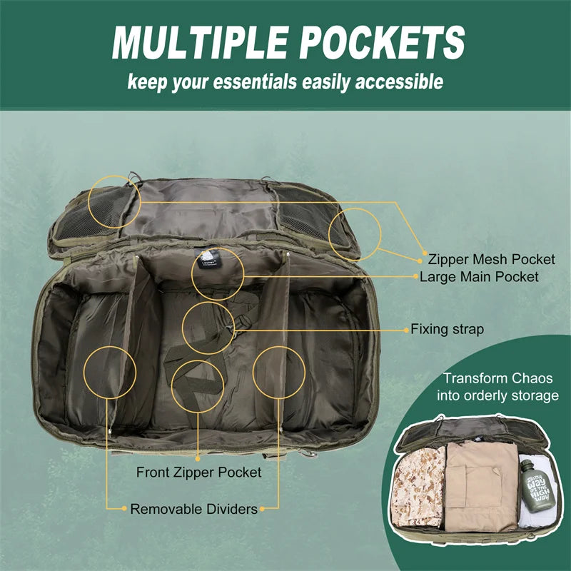 LQARMY Molle Tactical Backpack For Outdoor Hiking Camping