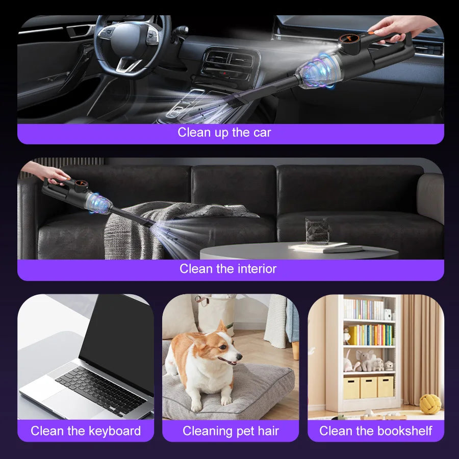 Cleaning Route Portable Handheld Vacuum Cleaner Rechargeable 3-In-1