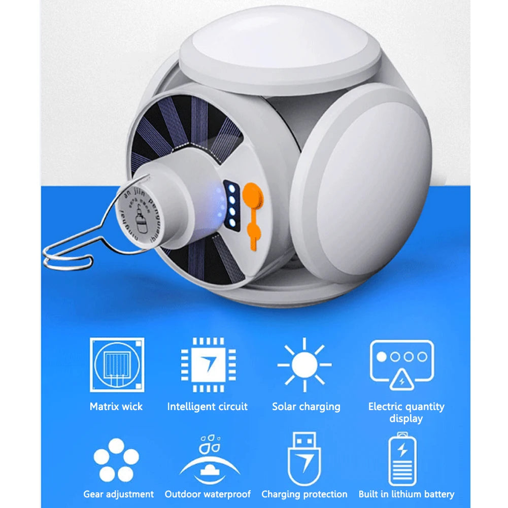 Shunmaii LED Solar Camping Light Bulb Rechargeable Lantern 5 Gears