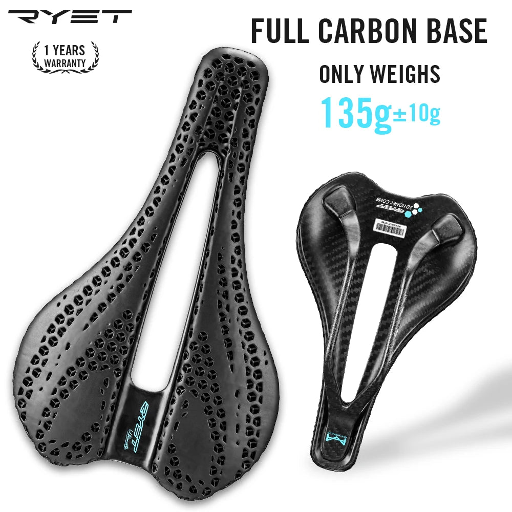 RYET 3D Printed Carbon Fiber Bike Saddle for Road Cycling