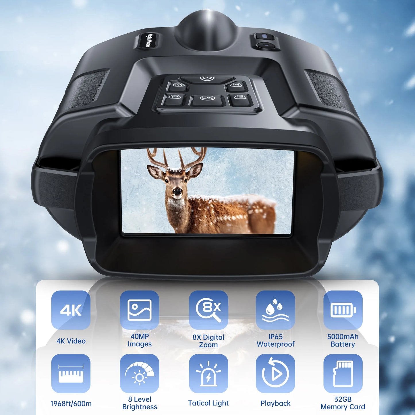 Letcmoi USB Rechargeable Binoculars 600m HD 8x Digital Zoom Infrared Tactical Telescope for Hunting Camping Boating