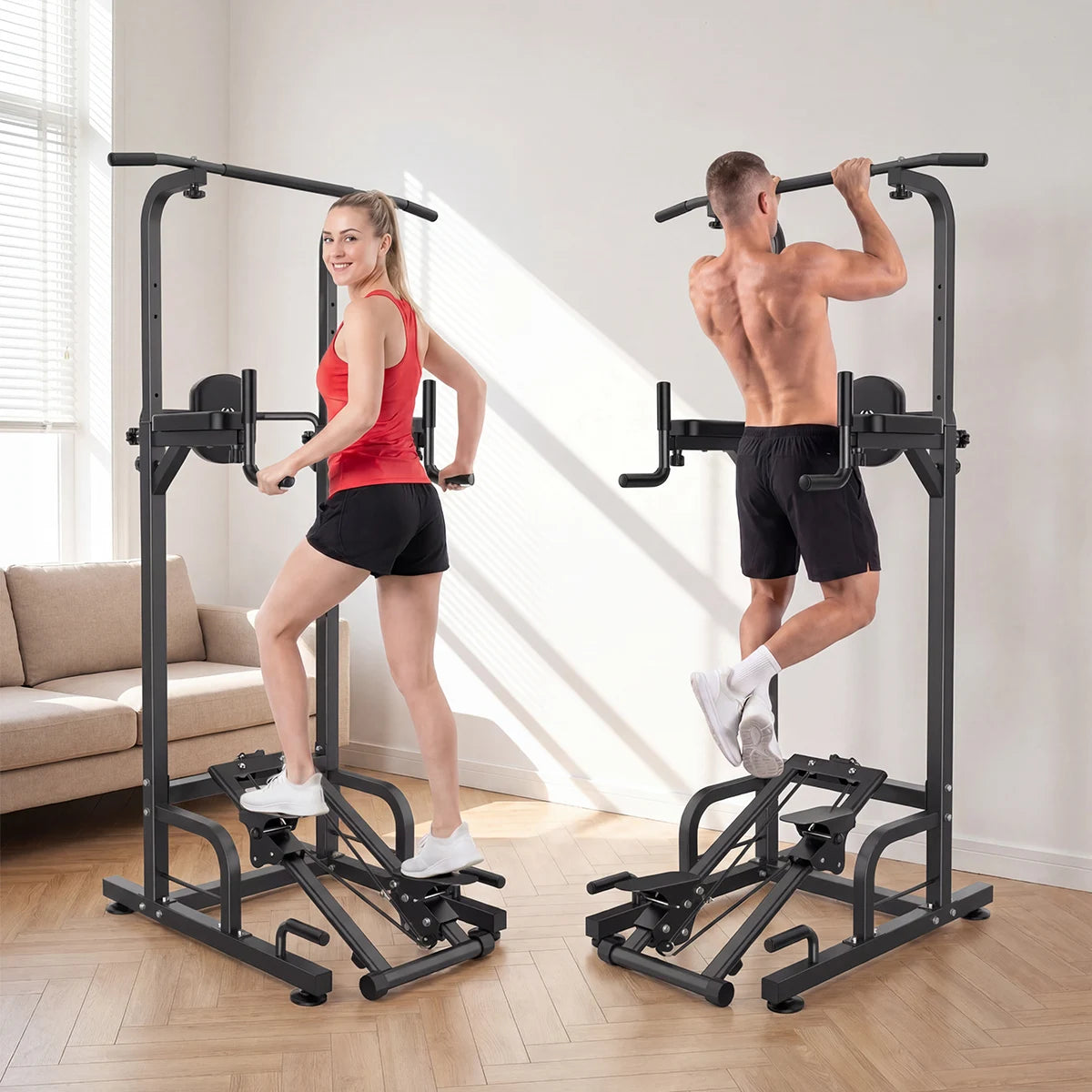 Relife Multifunctional Power Tower With Stepper And Dip Station